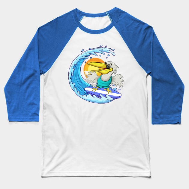 Pelican Surfing Baseball T-Shirt by BDAZ